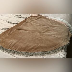 RARE!! Anthropologie 60” blush peach velvet fringe Christmas Tree Skirt